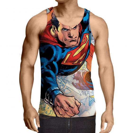 Justice League Powerful Superman Comic Art Print Tank Top - Superheroes Gears