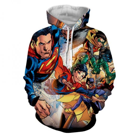 Justice League Powerful Superman Comic Art Print Hoodie - Superheroes Gears