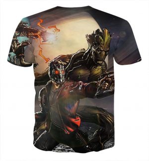 Guardians of the Galaxy Cartoon Theme Team Battle Dope T-shirt - Superheroes Gears