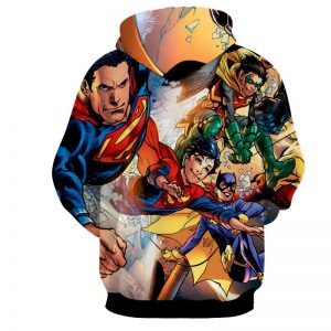 Justice League Powerful Superman Comic Art Print Hoodie - Superheroes Gears