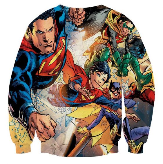 Justice League Powerful Superman Comic Art Print Sweatshirt - Superheroes Gears