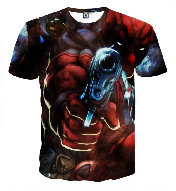 Dangerous Deadpool Firing A Gun Amazing Style Fan Art T-shirt - Superheroes Gears