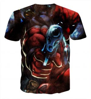 Dangerous Deadpool Firing A Gun Amazing Style Fan Art T-shirt - Superheroes Gears
