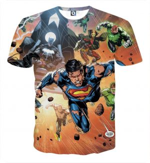 Justice League Heroes Fighting Dope Design 3D Print T-Shirt - Superheroes Gears