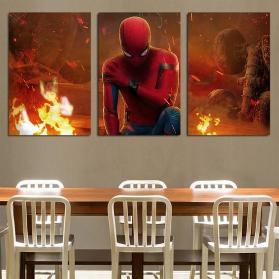 Spider-Man Far From Home Fiery 3pc Wall Art Canvas Print