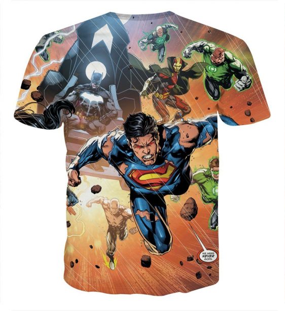 Justice League Heroes Fighting Dope Design 3D Print T-Shirt - Superheroes Gears