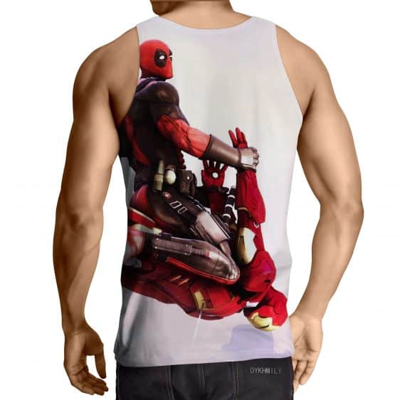 Funny Deadpool Riding Iron Man Meme Style 3D Print Tank Top - Superheroes Gears
