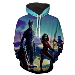 Guardians of the Galaxy Team Gamora Groot Portrait Cool Hoodie - Superheroes Gears
