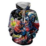 Justice League Fighting Scene Cool Design Full Print Hoodie - Superheroes Gears