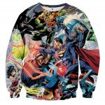 Justice League Fighting Scene Cool Design Full Print Sweatshirt - Superheroes Gears
