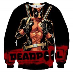 Deadpool Thumbs Up Style Black Background 3D Print Sweatshirt - Superheroes Gears