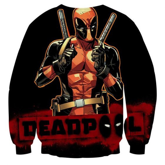 Deadpool Thumbs Up Style Black Background 3D Print Sweatshirt - Superheroes Gears