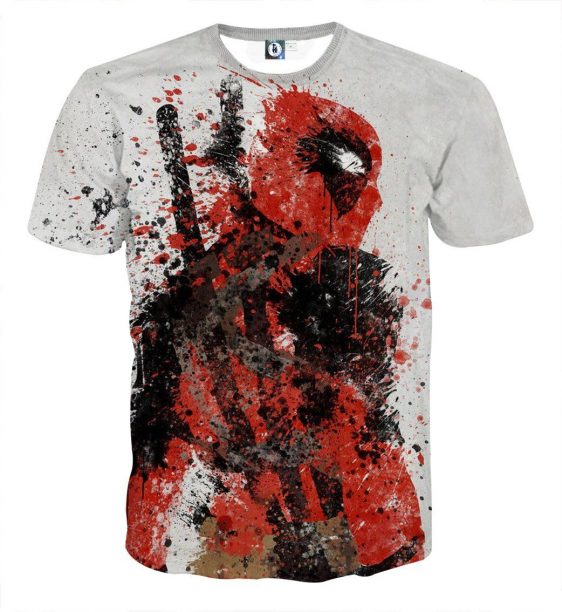 Deadpool Impressive Abstract Painting Design 3D Print T-shirt - Superheroes Gears