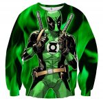 Deadpool In Green Lantern Costume Perfect Design Sweatshirt - Superheroes Gears
