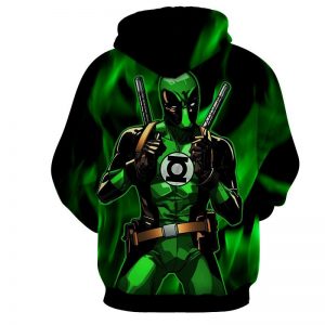 Deadpool In Green Lantern Costume Perfect Design Hoodie - Superheroes Gears