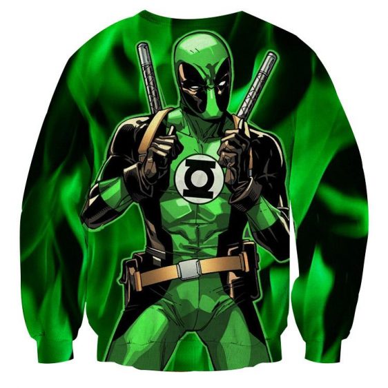 Deadpool In Green Lantern Costume Perfect Design Sweatshirt - Superheroes Gears