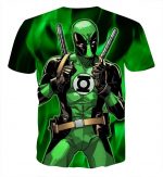Deadpool In Green Lantern Costume Perfect Design T-shirt - Superheroes Gears