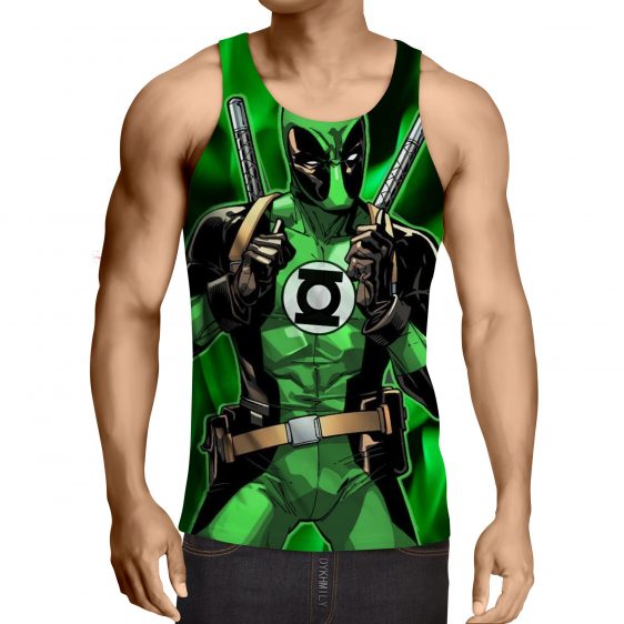 Deadpool In Green Lantern Costume Perfect Design Tank Top - Superheroes Gears