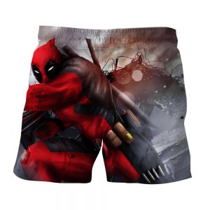 Bloody Deadpool Fighting Battle Painting Design Print Short - Superheroes Gears