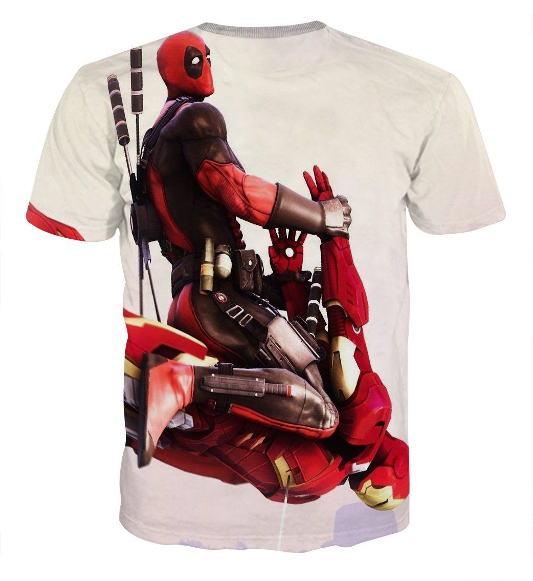 Funny Deadpool Riding Iron Man Meme Style 3D Print T-shirt - Superheroes  Gears