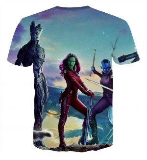 Guardians of the Galaxy Team Gamora Groot Portrait Cool T-shirt - Superheroes Gears