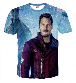 Guardians of the Galaxy Peter Quill Portrait Vibrant Design T-shirt - Superheroes Gears