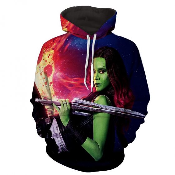 Guardians of the Galaxy Gamora Portrait Dope 3D Design Hoodie - Superheroes Gears