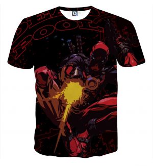 Antihero Deadpool Shooting With Gun Cool Style Print T-shirt - Superheroes Gears