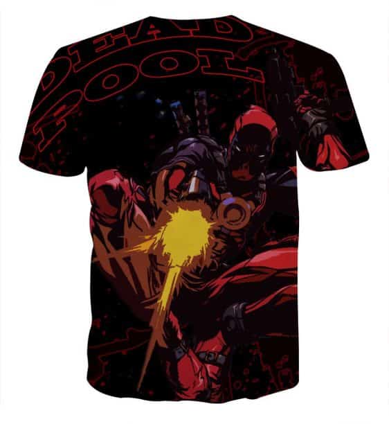 Antihero Deadpool Shooting With Gun Cool Style Print T-shirt - Superheroes Gears