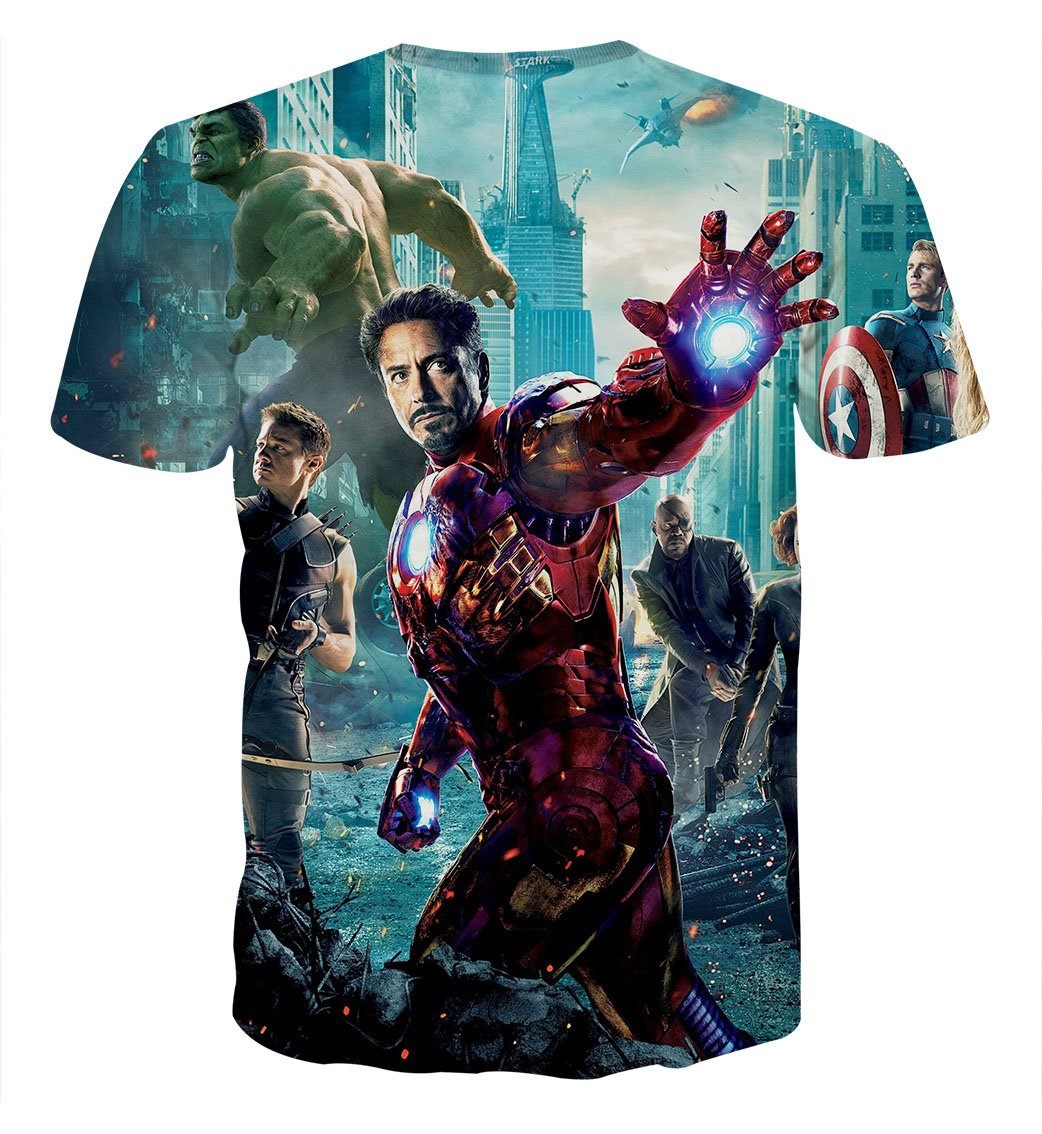 Man Nick The Avengers T-shirt Black Widow Fury Iron Swag