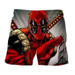Deadpool Wielding A Knife Fighting Amazing Design Short - Superheroes Gears