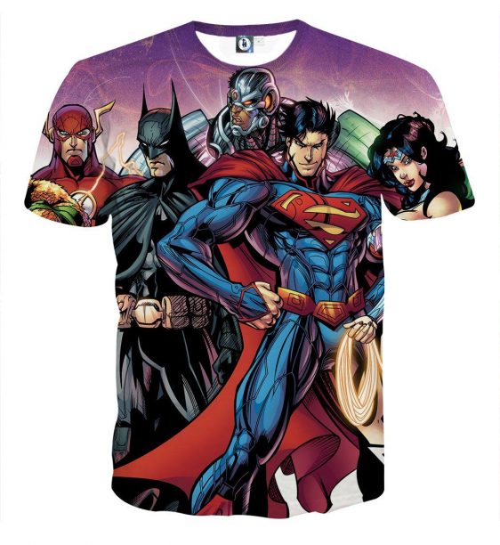 Justice League Comics Heroes Dope Team 3D Print T-Shirt - Superheroes Gears