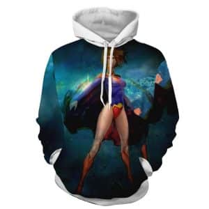Amazing Animated Supergirl In Blue Galactic Universe Hoodie