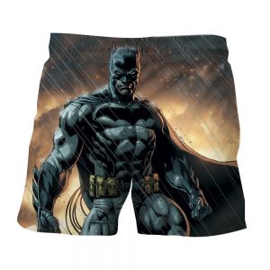 Angry Batman Standing Under The Rain Full Print Shorts - Superheroes Gears
