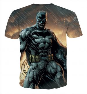 Angry Batman Standing Under The Rain Full Print T-Shirt - Superheroes Gears