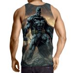 Angry Batman Standing Under The Rain Full Print Tank Top - Superheroes Gears