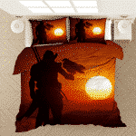 Assassin's Creed Silhouette of Man Sunset Orange Bedding Set