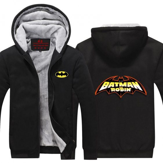 Batman And Robin Center Red Line Symbol Cool Hooded Jacket - Superheroes Gears