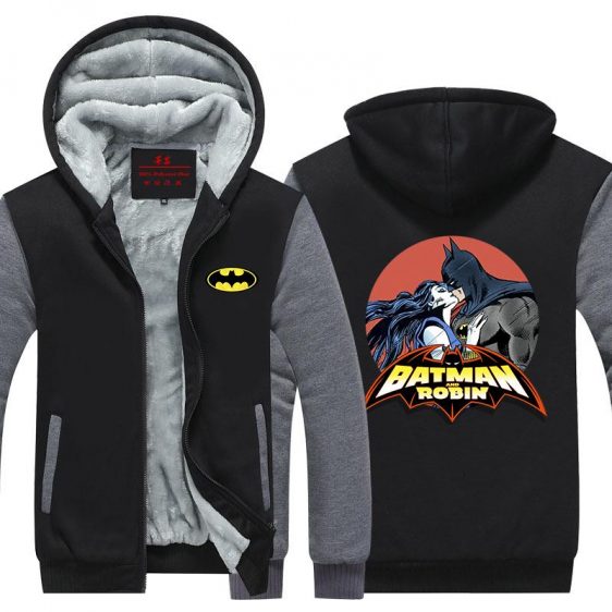 Batman And Robin Hot Kiss Love Scene Print Hooded Jacket - Superheroes Gears