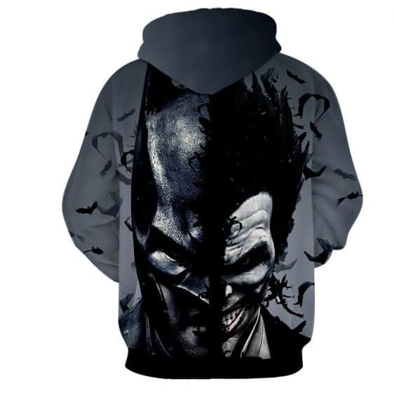 Batman And The Villain In One Face Full Print Gray Hoodie - Superheroes Gears