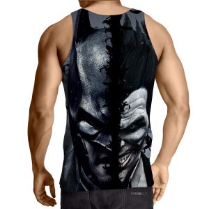 Batman And The Villain In One Face Full Print Gray Tank Top - Superheroes Gears