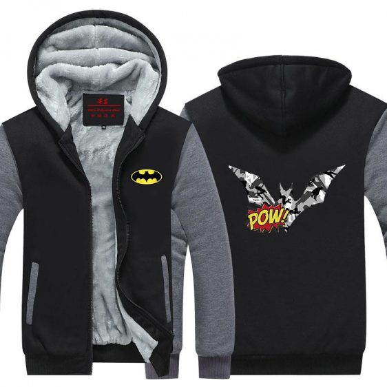 Batman B&W Symbol Pow Camouflage Pattern Hooded Jacket - Superheroes Gears