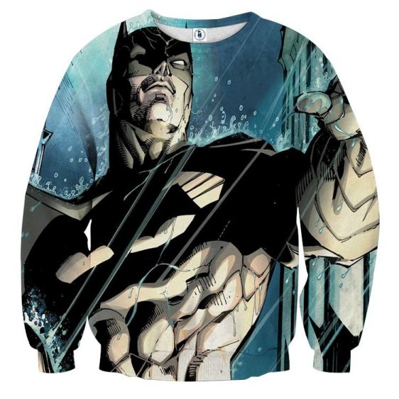 Batman Caught Up Fighting Under The Rain Full Print Sweatshirt - Superheroes Gears
