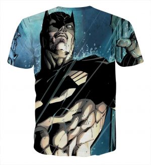 Batman Caught Up Fighting Under The Rain Full Print T-Shirt - Superheroes Gears
