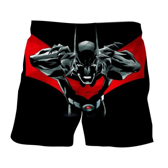 Batman Character On Red Label Black Cool Print Shorts - Superheroes Gears