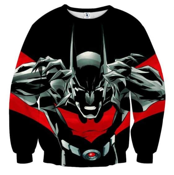 Batman Character On Red Label Black Cool Print Sweatshirt - Superheroes Gears