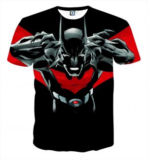 Batman Character On Red Label Black Cool Print T-Shirt - Superheroes Gears