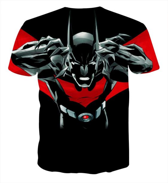 Batman Character On Red Label Black Cool Print T-Shirt - Superheroes Gears