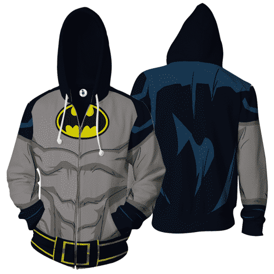 Batman DC Comics Grey Costume Cosplay 3D Zip Up Hoodie - Superheroes Gears