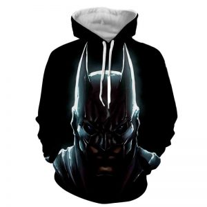 Batman Hero Head Shot On The Dark Full Print Black Hoodie - Superheroes Gears
